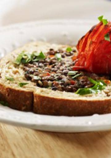 Breakfast with vegetables on toast